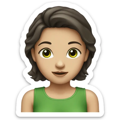 girl with dark brown hair and green eyes sticker
