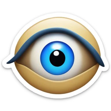 evil eye with three blue rectangles on the top left sticker