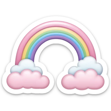 pastel pink rainbow arch with fluffy clouds sticker