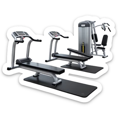 fitness gym with dumbbells and exercise machines sticker