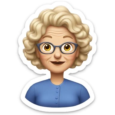 grandma with very half long curly blonde hair with no glasses sticker