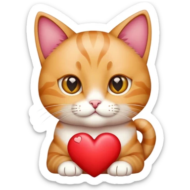The cat shows the heart sticker