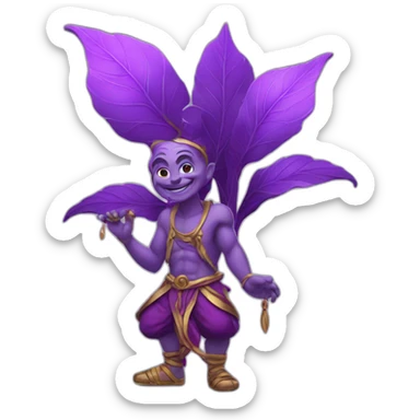 purple leaf genie sticker