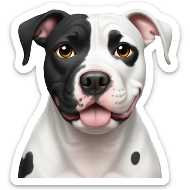 A black and white splotched pit bull sticker