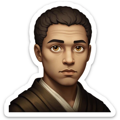 Cinematic Realistic Rembrandt Portrait Emoji, depicted as a master painter with deep reflective eyes and dramatic chiaroscuro, rendered with intricate textures and moody historic lighting that captures his timeless artistry. sticker