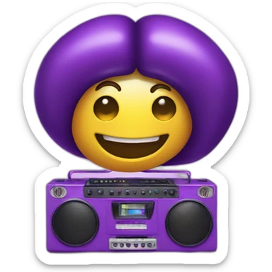 Purple bean with a boombox sticker