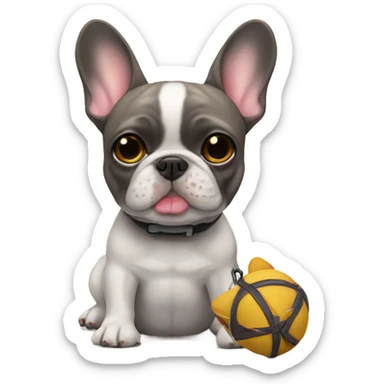 French bulldog with a toy plushie sticker