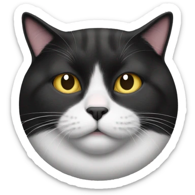 black and white fat cat sticker