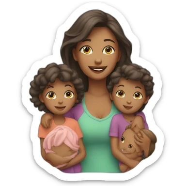 mom with four kids sticker