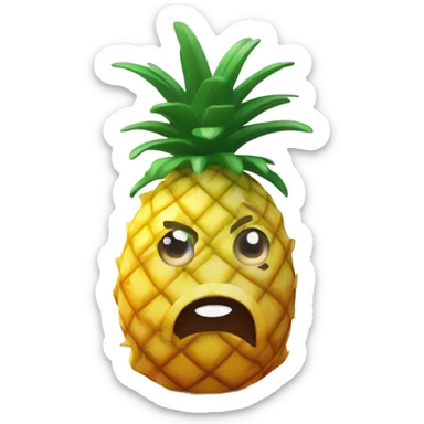 3D pineapple  👱‍♀️🍍 with big shiny eyes 👀 The pineapple cute embarrassed ☺️ sticker