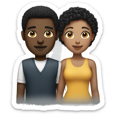 Black couple with a light skin man  sticker