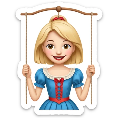 A marionette which is a beautiful happy girl sticker