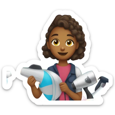 girl dries sail with hair dryer sticker