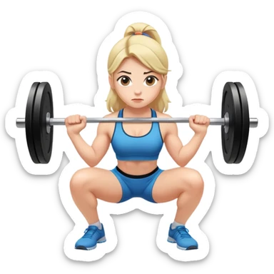 The girl squats with a barbell, it's hard for her sticker