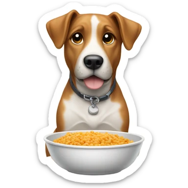 Dog at a table eating dinner  sticker