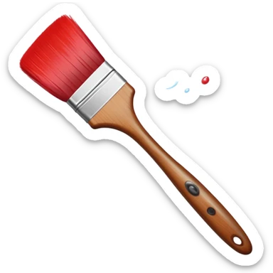 glowing paintbrush with red berries swirling around it, symbolizing magical artistry. The brush has a wooden handle, soft bristles, and a faint light aura. Use a simple, bright style with a white background sticker