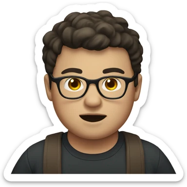 Chubby boy with glasses and short dark brown hair sticker