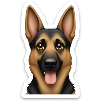 German Shepard with a mostly black face sticker