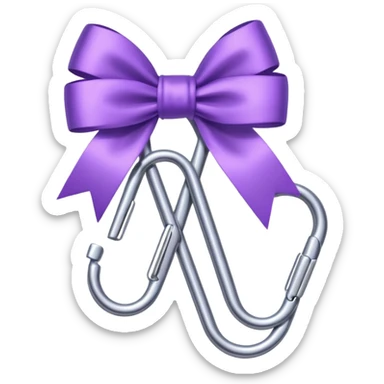 one silver paper clip with a purple bow in the middle sticker