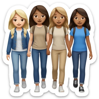girls walking together (show them walking) sticker