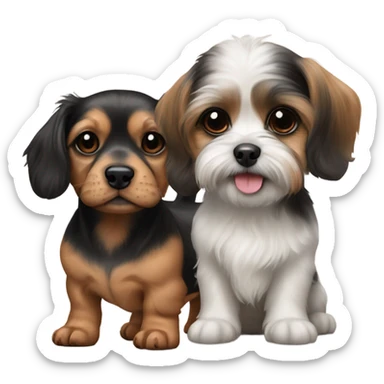 Dachshund and shih tzu puppy together sticker