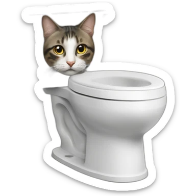 Hyper-realistic cat flushing hyper-realistic toilet sticker