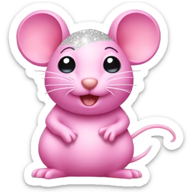 Pink mouse with glitter sticker
