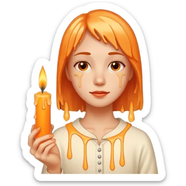 Candle on the hand of person sticker