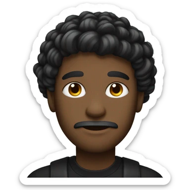 um homem com cabelos pretos compridos, roupa preta e uma faixa preta nos olhos. sticker