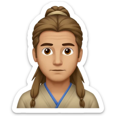 homme cheveux long attaché sticker