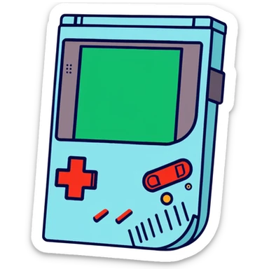 Super Mario playing a Game Boy, cartoonish sticker style sticker
