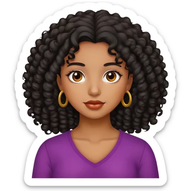 Beautiful Venezuelan girl with brown skin, curly black hair sticker