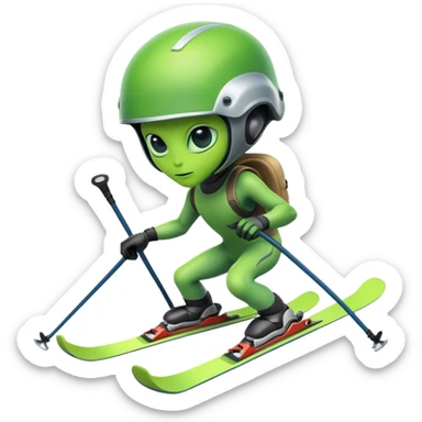 Skiing alien sticker