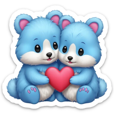 cute animals in love with hearts sticker