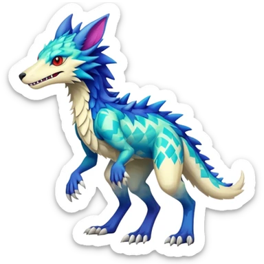 a colorful edgy cute vernid-sergal-fionbri-creature with splash patterns full body sticker