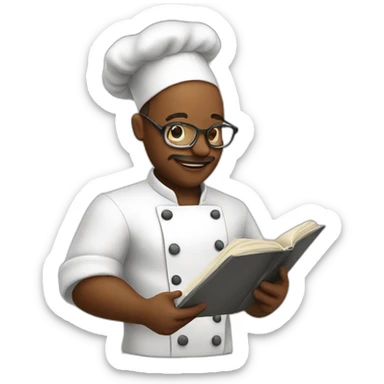 chef reading recipe book sticker