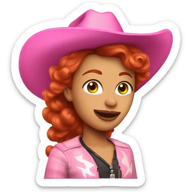redhead drag queen wearing pink cowboy hat  sticker