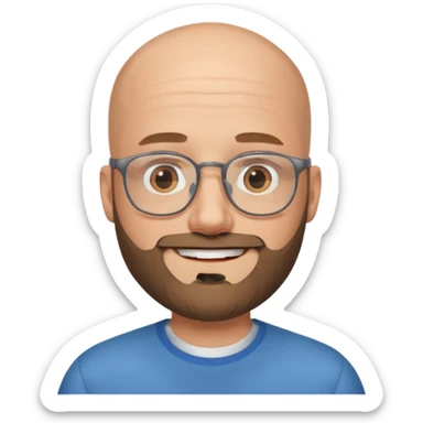 Bald white man with glasses and beard smiling  sticker
