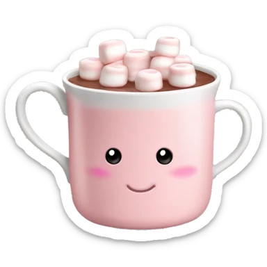 Light Pink mug of hot chocolate with marshmallows  sticker