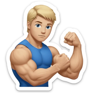 DIRTY BLONDE HAIR BLUE EYES BIG BICEPS FOR ARM WRESTLING YOUNG MAN sticker