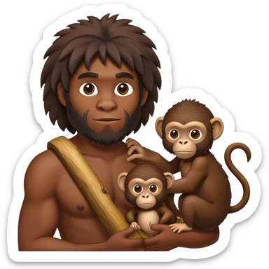Caveman with monkey  sticker