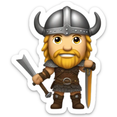 viking warrior with helmet and sword sticker