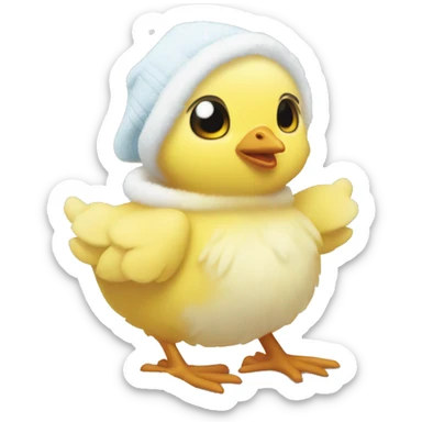 Baby chick in the snow sticker