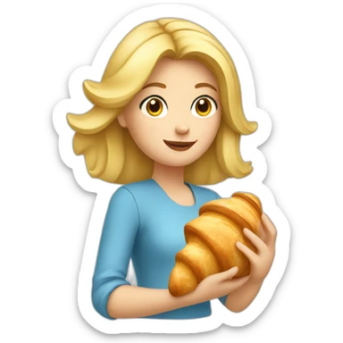 French Blond Girl Holding a Croissant sticker