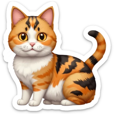 full body calico tabby cat with tiny head and fat body sticker