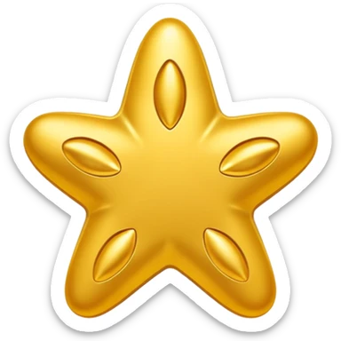shiny gold star containing a simple animal paw print, emoji style sticker
