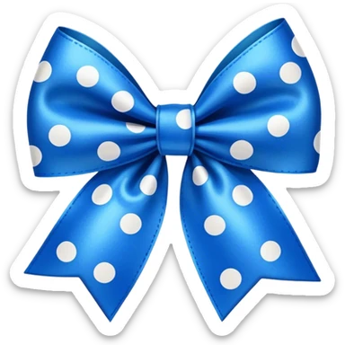 Blue bow with white polka dots sticker