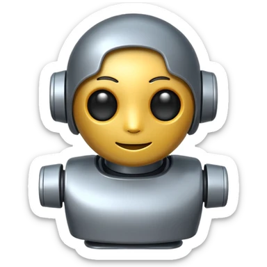 A robot shaped emoji for labeling AI generated content as AI generated. sticker