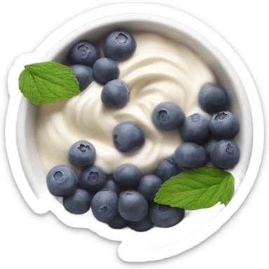 White acai bowl with blueberries , view from top sticker