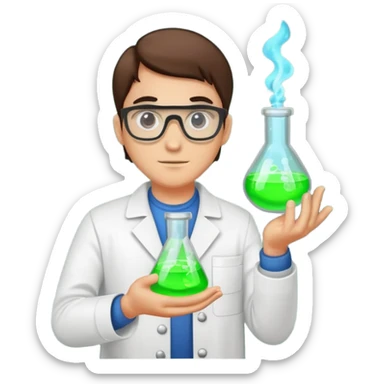 forest chemist holding unstable glowing mix sticker